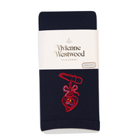  全新Vivienne Westwood深藍色紅蝴蝶結吊心Logo絲襪長褲  