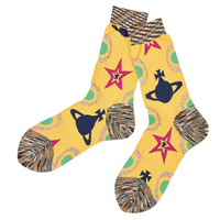  全新Vivienne Westwood黃色星星大Logo短襪  