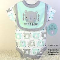 超靚 純棉 BB 新生 初生嬰兒 夾衣+口水肩 兩件套裝 一套2件(little bear)