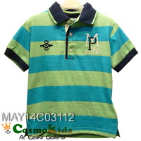 歐洲童裝 - Mayoral, 小童Polo Tee, 短袖, 藍/綠橫間 (#5T, 6T, 7T)