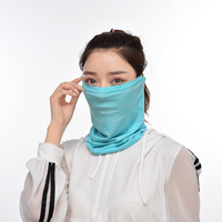  (天藍色)多功能男女彈性透氣騎行面罩頭套防風防沙釣魚登山口罩電單車騎行戶外護臉頭罩帽蒙面帽護臉Spandex Face Cover Mask(WB-B-01) 