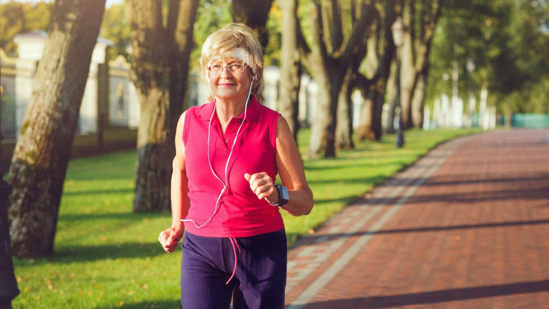 a woman jogging in the morning