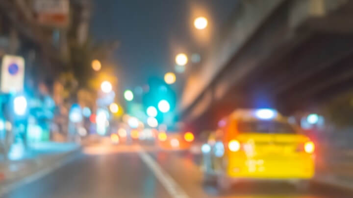 Blurred vision at night in traffic