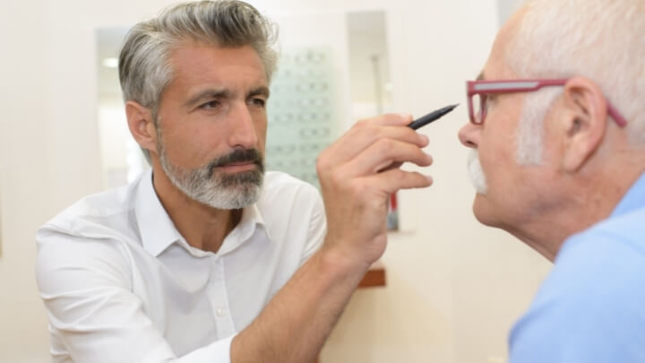 An ophthalmologist with his patient