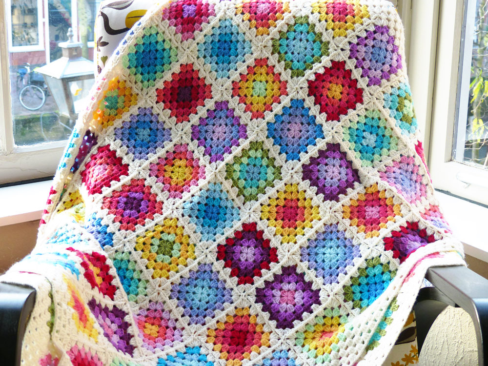 Ongekend Rainbow Granny Square Blanket | Haak Maar Raak OQ-15