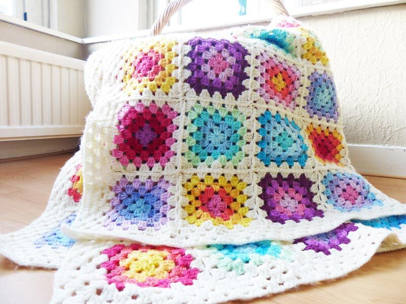 Rainbow Granny Square Blanket Haak Maar Raak