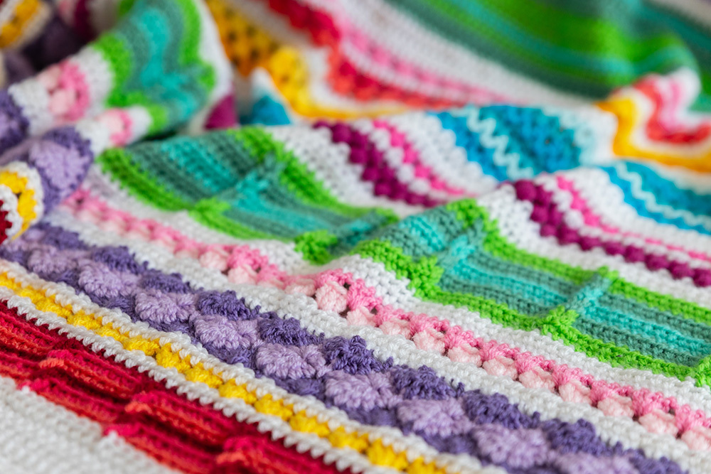 Rainbow Sampler Blanket, Free crochet pattern