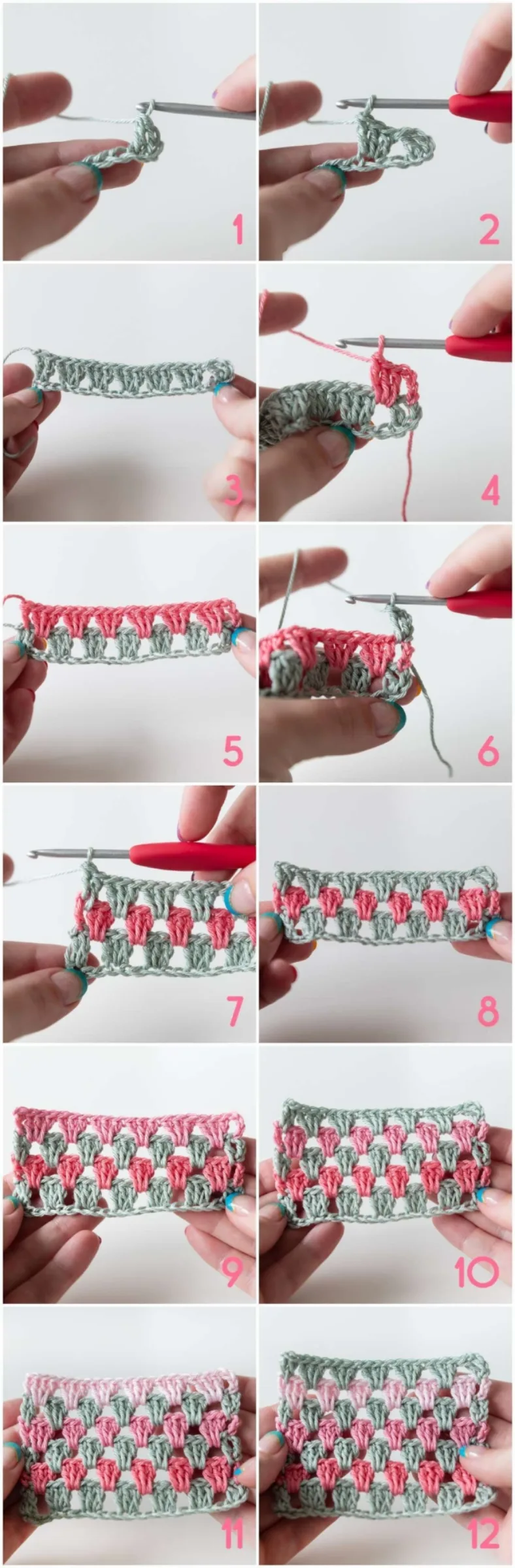 Granny Stripe Baby Blanket tutorial photo 1-12