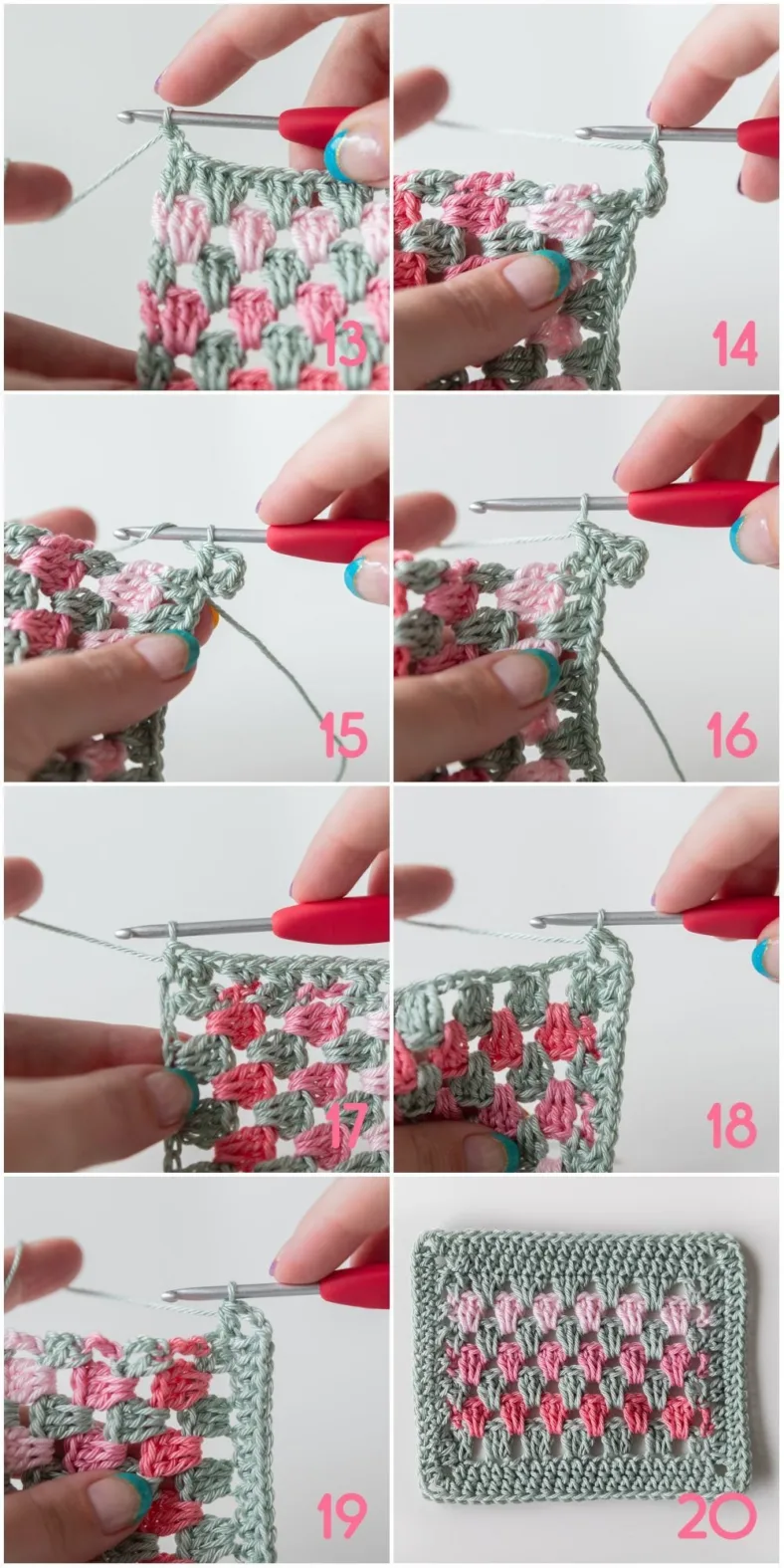 Granny Stripe Baby Blanket tutorial photo 13-20