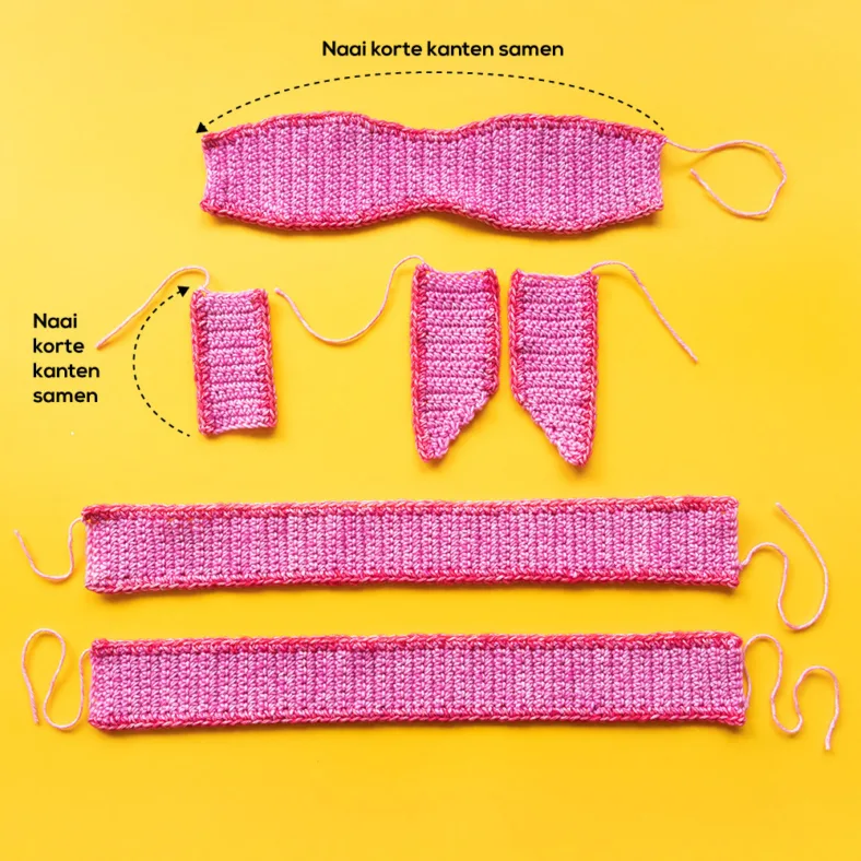 Overzicht onderdelen strik presentjes kussens