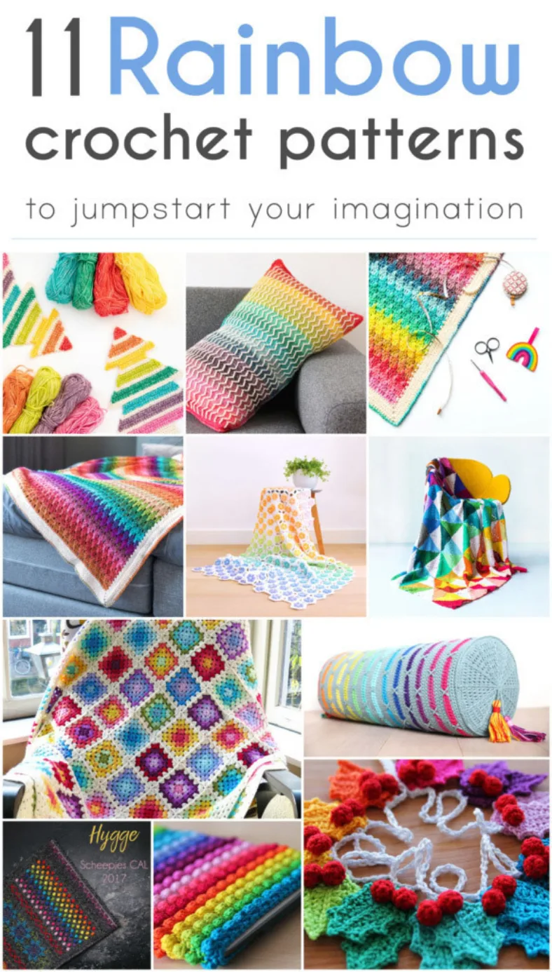 11 rainbow crochet patterns, rainbow pattern roundup