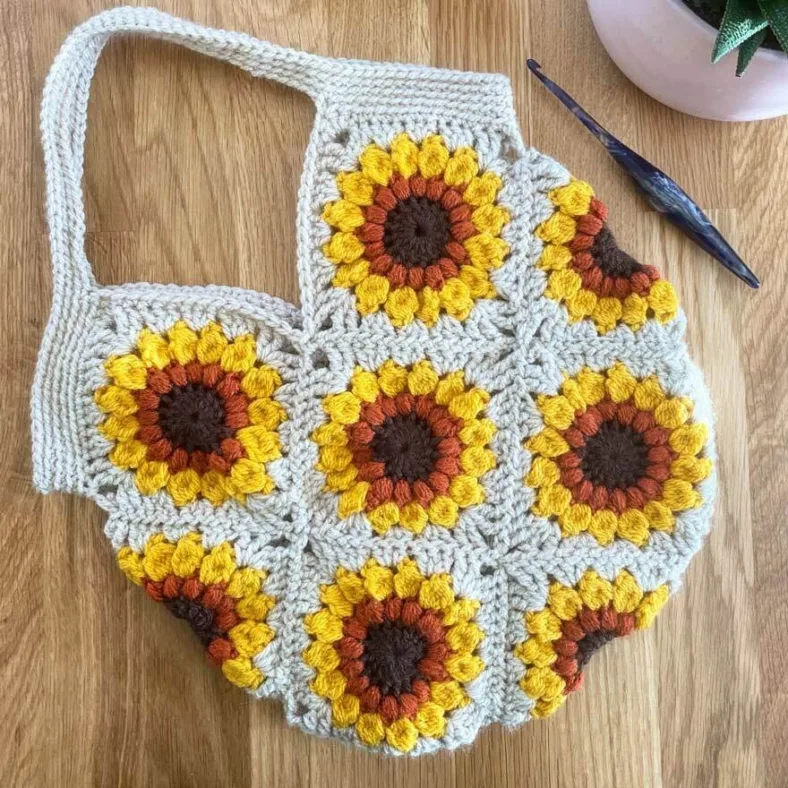 Daisy Granny Square Tote Bag Crochet Pattern Downloadable - Etsy