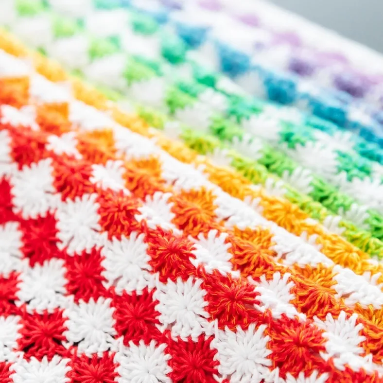 Rainbow Catherine Wheel Blanket, Rainbow crochet