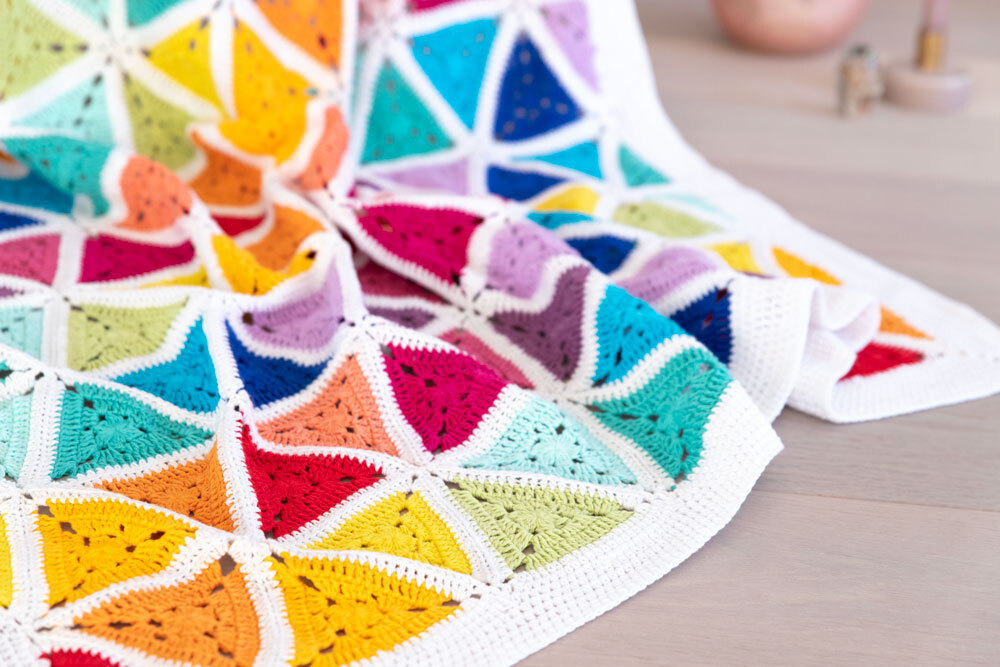 Josephine rainbow blanket border closeup