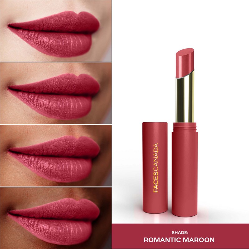 

Faces Canada 3 In 1 Matte Lipstick Romantic Maroon 01 2gm