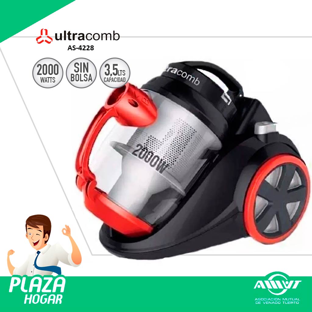 Ultracomb Aspiradora 3.5lts 2000w Sin Bolsa As 4228