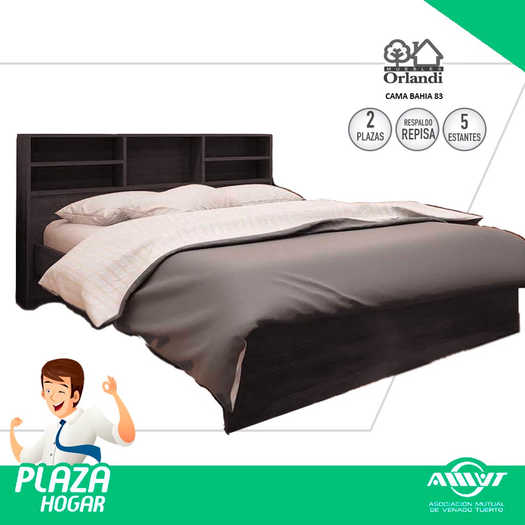 Cama 2 Plazas Con Repisa Orlandi