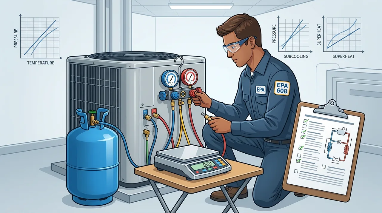 CTE HVAC - EPA 608 Certification Prep Course - Lesson 20: System Charging & Recovery Verification