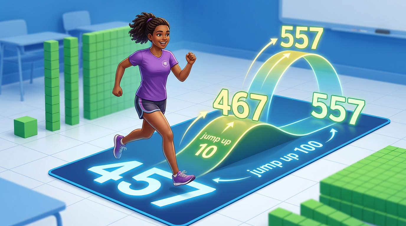 🏃‍♀️ THE 10 & 100 JUMP CHALLENGE! Determining Numbers 10 or 100 More/Less