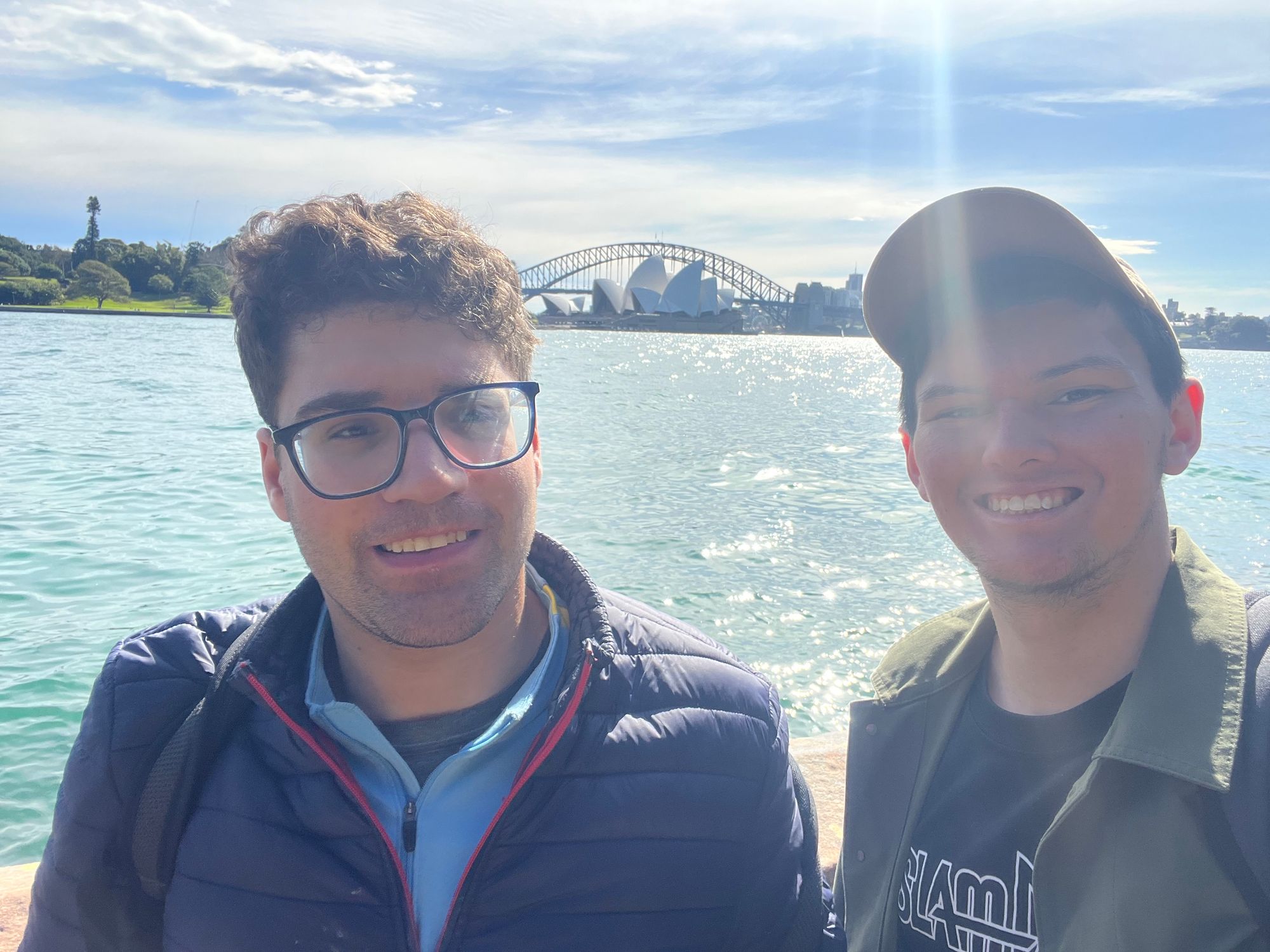 A Social Carer and Member take a selfie at Sydney Harbour