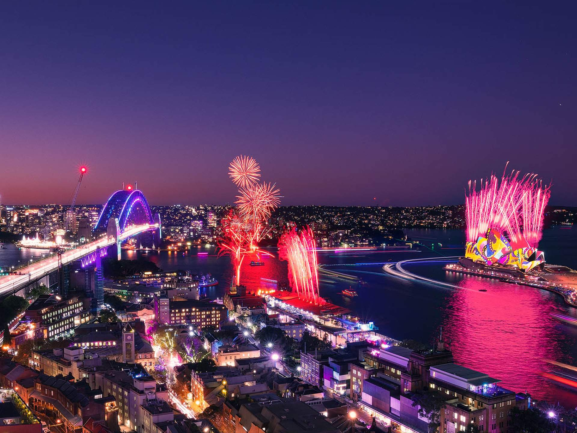 Vivid Sydney 2023 artistic interpretation of Sydney Harbour