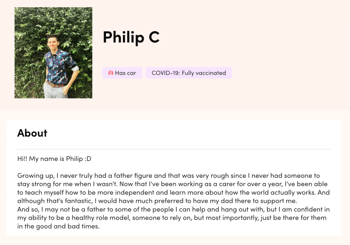 Social Carer Philip's profile