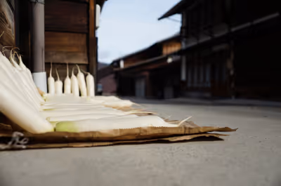 2015年11月21日に長野県で撮った「ボケ、マクロ、古民家、大根、奈良井宿、宿場町、建物、通り」の写真