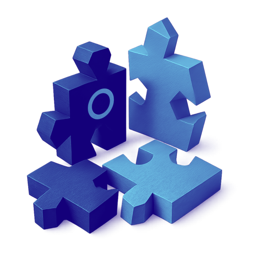 Blauwe papercraftillustratie van passende puzzelstukken
