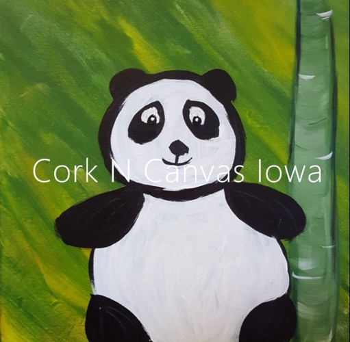 Online painting class -Kids 12x12 Panda-Cork n Canvas Iowa | Hoopla Online painting class -Kids 12x12 Panda-Cork n Canvas Iowa | Hoopla