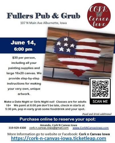 Fullers Pub & Grub -Heart Flag- Cork N Canvas Iowa