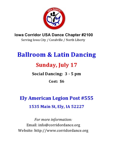 Ballroom and Latin Dancing at Old Brick, Friday, August 12, 7:30 pm