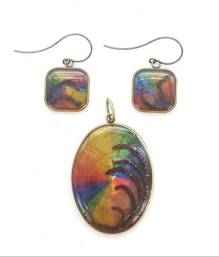 Resin Earring and Pendant Set