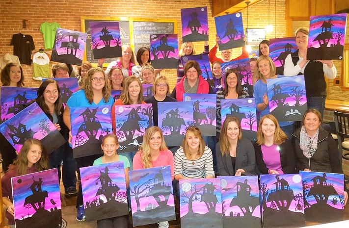 Fullers Pub & Grub -Purple Haunted House- Cork n Canvas Iowa