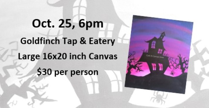 Oct 25, Goldfinch Tap + Eatery -Purple Haunted House-Cork N Canvas Iowa