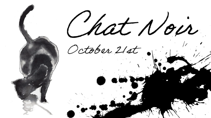 Chat Noir : Black Cat Ink Painting