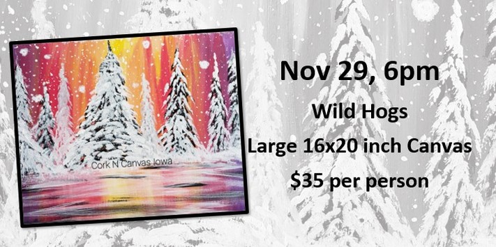 Wild Hogs Saloon & Eatery -Winter Sunset-Cork N Canvas Iowa