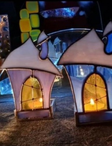 Stained Glass Holiday Huts