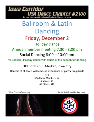 Ballroom and Latin Dancing at Old Brick, Friday, December 2