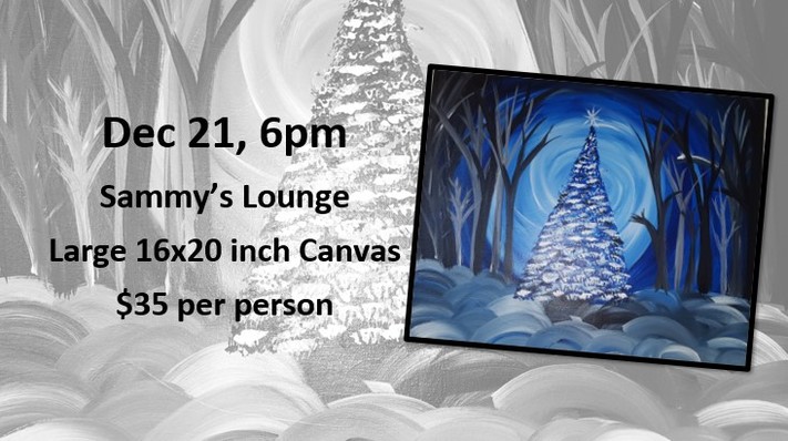 Sammy's Lounge -Blue Christmas Tree-Cork N Canvas Iowa