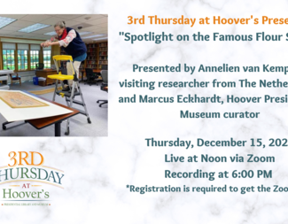 Search 3rd thursday at hoover s presents spotlight on the famous flour sacks