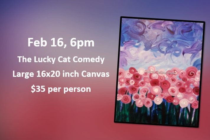 The Lucky Cat - Flowers at night- Cork n Canvas Iowa