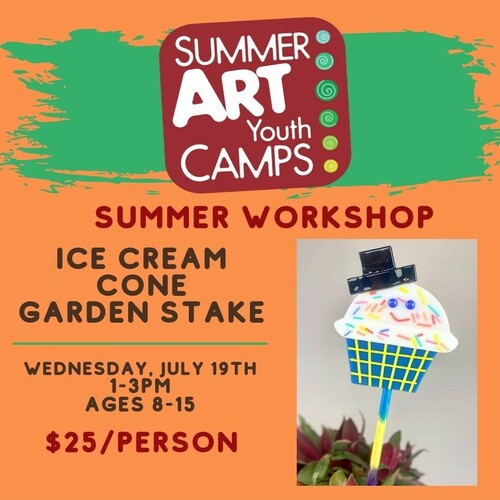 Iowa Ceramics Center & Glass Studio Summer Youth 1-Day Workshops Glass Ice Crean Cone Garden Stake