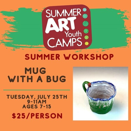 Iowa Ceramics Center & Glass Studio Summer Youth 1-Day Workshops Mug with a Bug