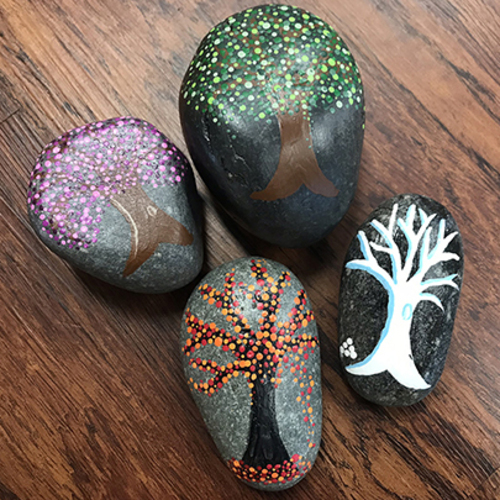 Seasonal Tree of Life Dot Painted Rocks - I Love Painted Rocks