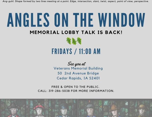 Veterans Memorial lobby: Angles On The Window - gallery talk