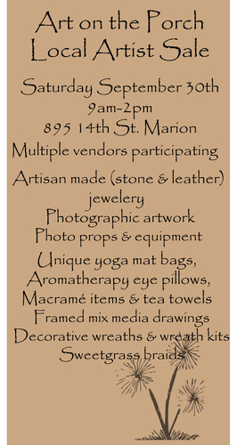 Art on the Porch ~ Local Artist Sale