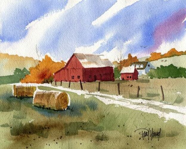 Watercolor Barn