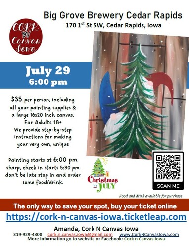Big Grove CR - Christmas in July - Gnome/Tree - Cork N Canvas Iowa