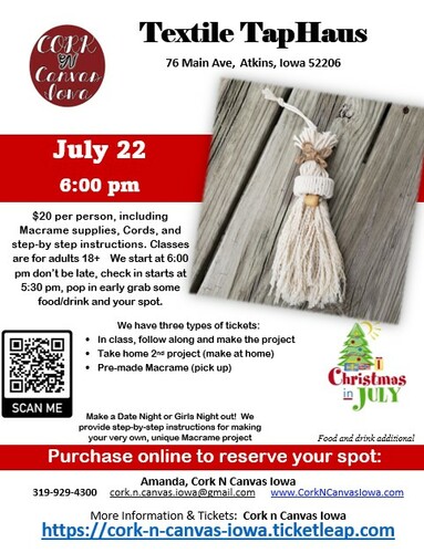 Textile TapHaus - Christmas in July - Macrame Gnome - Cork N Canvas  Iowa