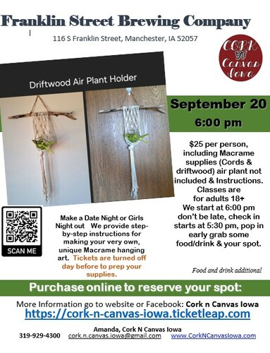 Sept 20 - Franklin Street Brewing - Macrame- Cork n Canvas Iowa